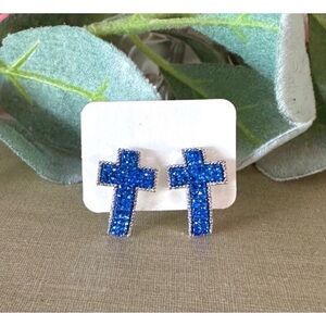 Rhinestone cross earrings